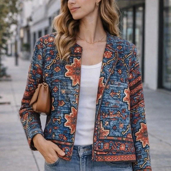 Persian Velvet Floral Dopamine Designer Womens 8 Blazer UK Statement Work Office - Picture 11 of 15